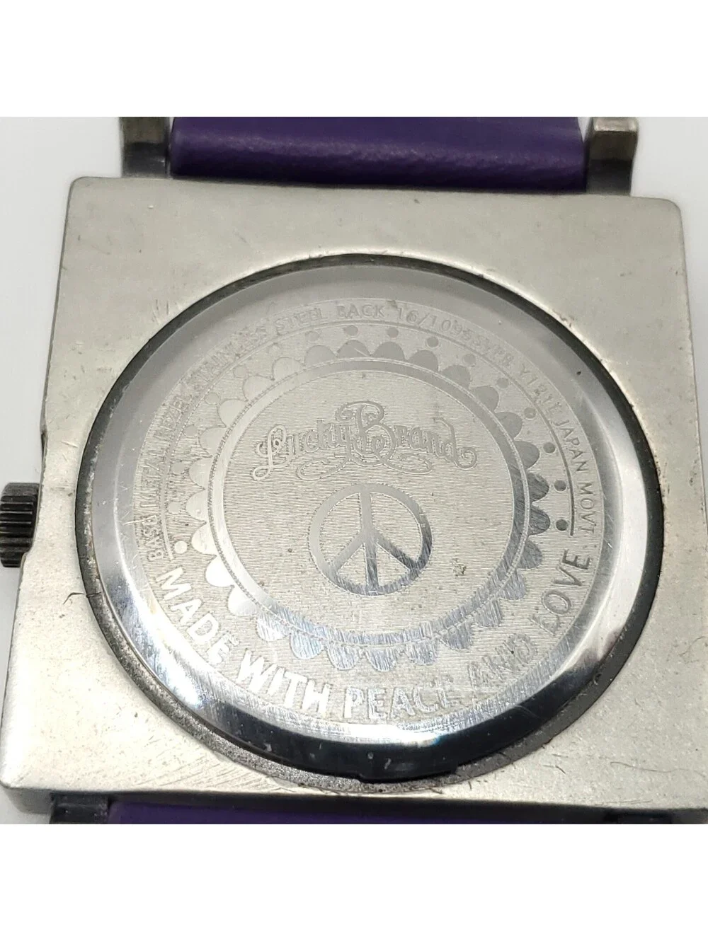 Lucky Brand Quartz Womens Watch 37mm Square Face Love Purple/Green New Battery